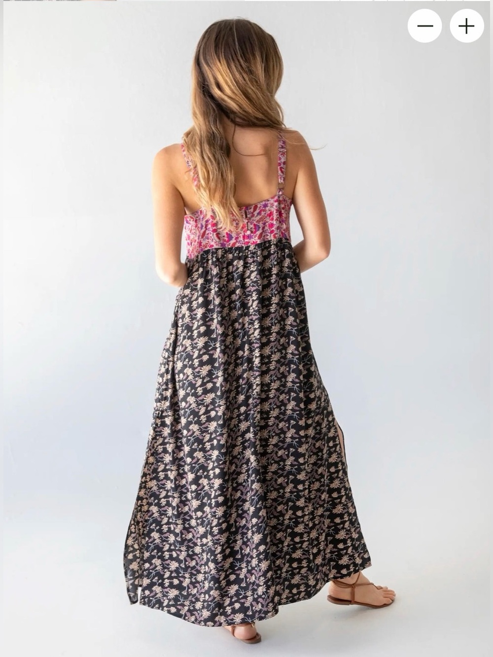 NATURAL LIFE Pink and Black Floral Maxi Dress - Picture 8 of 10
